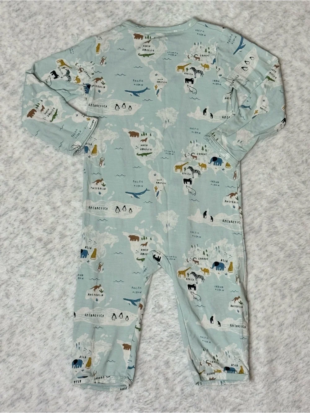 Magnetic Me World Map Animal Footless Sleeper 3-6MBaby Modal Blue Neutral Travel